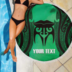 Personalised Moko Kauae New Zealand Beach Blanket Maori Chin Tattoo Green - Aussie Hoodie
