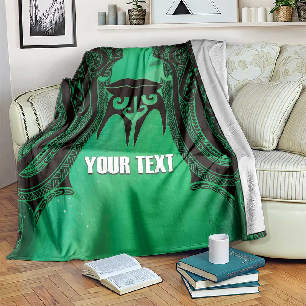 Personalised Moko Kauae New Zealand Blanket Maori Chin Tattoo Green - Aussie Hoodie