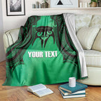 Personalised Moko Kauae New Zealand Blanket Maori Chin Tattoo Green - Aussie Hoodie