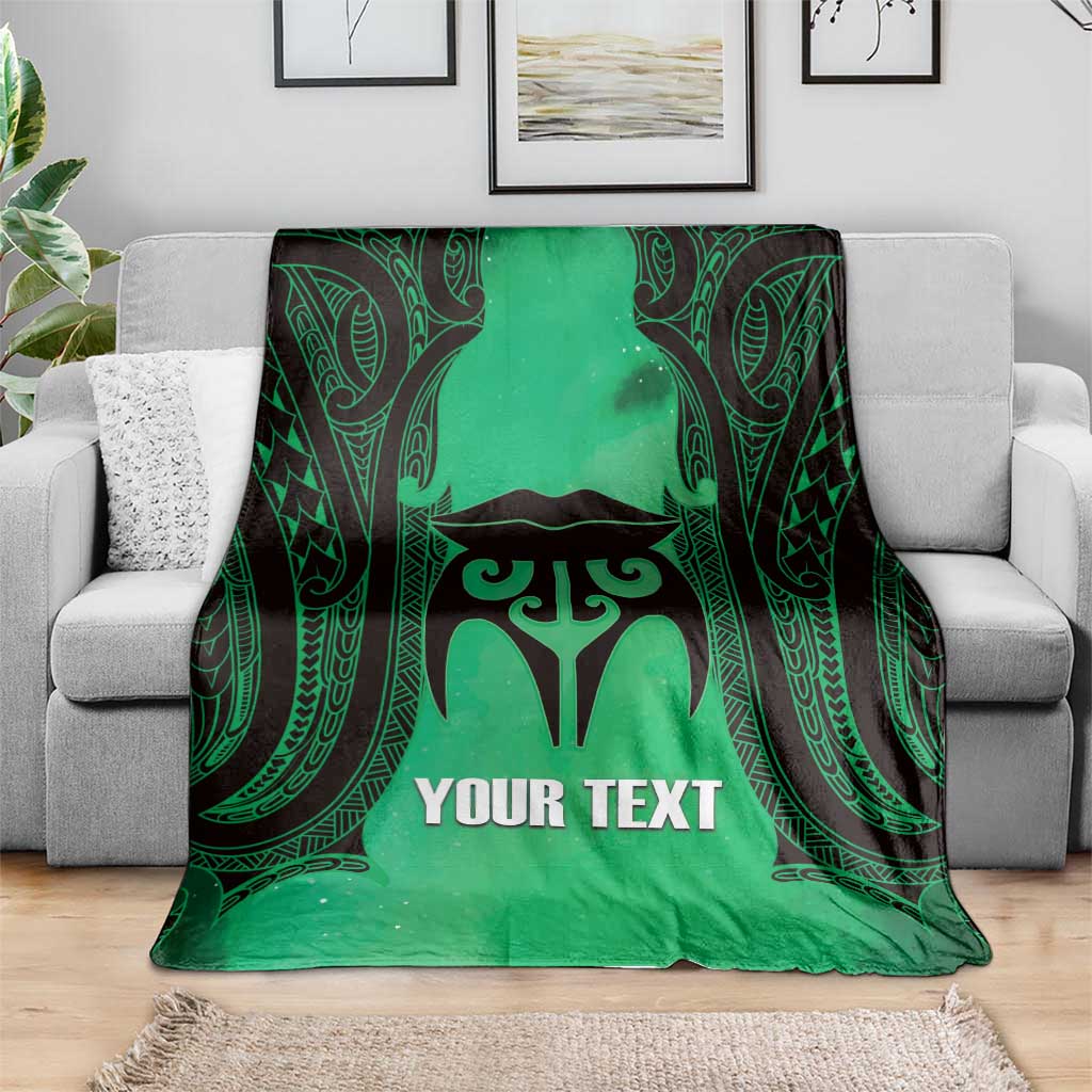 Personalised Moko Kauae New Zealand Blanket Maori Chin Tattoo Green - Aussie Hoodie