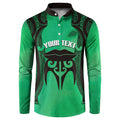 Personalised Moko Kauae New Zealand Button Sweatshirt Maori Chin Tattoo Green - Aussie Hoodie