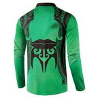 Personalised Moko Kauae New Zealand Button Sweatshirt Maori Chin Tattoo Green - Aussie Hoodie