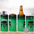 Personalised Moko Kauae New Zealand 4 in 1 Can Cooler Tumbler Maori Chin Tattoo Green - Aussie Hoodie