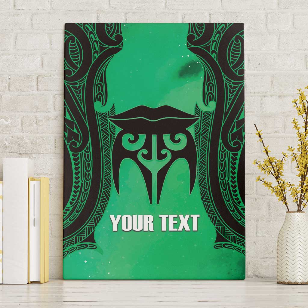Personalised Moko Kauae New Zealand Canvas Wall Art Maori Chin Tattoo Green - Aussie Hoodie