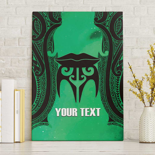 Personalised Moko Kauae New Zealand Canvas Wall Art Maori Chin Tattoo Green - Aussie Hoodie