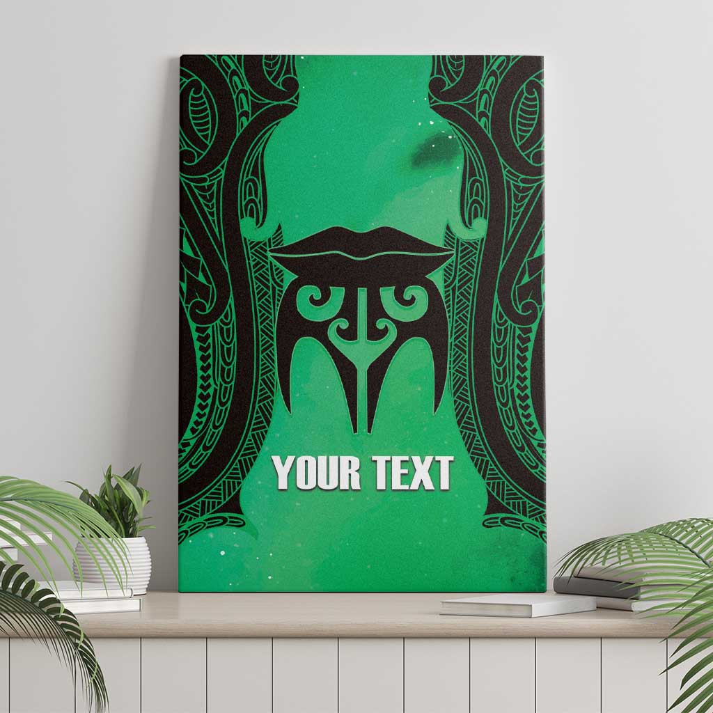 Personalised Moko Kauae New Zealand Canvas Wall Art Maori Chin Tattoo Green - Aussie Hoodie