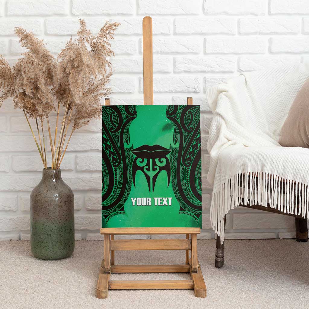 Personalised Moko Kauae New Zealand Canvas Wall Art Maori Chin Tattoo Green - Aussie Hoodie