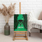 Personalised Moko Kauae New Zealand Canvas Wall Art Maori Chin Tattoo Green - Aussie Hoodie