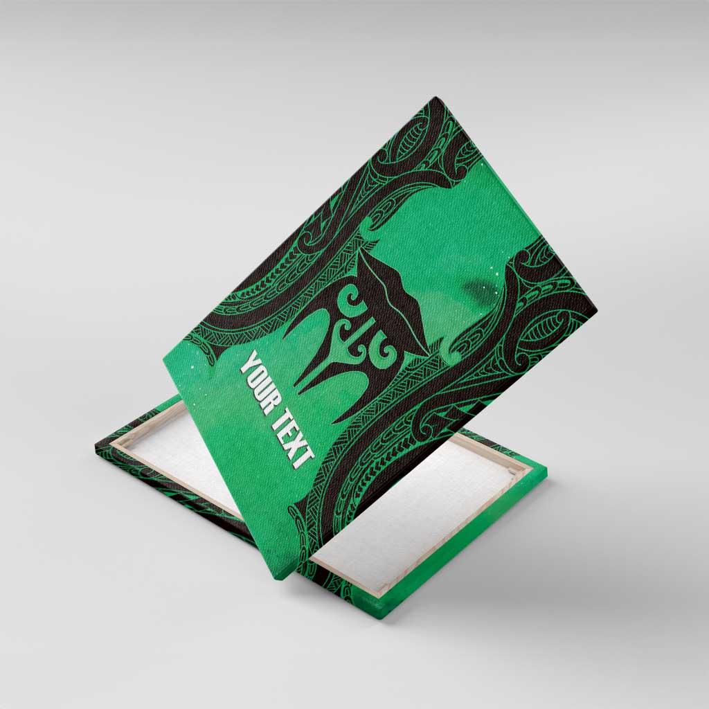 Personalised Moko Kauae New Zealand Canvas Wall Art Maori Chin Tattoo Green - Aussie Hoodie