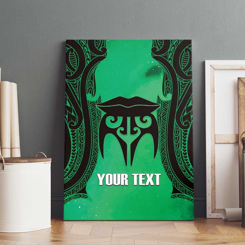 Personalised Moko Kauae New Zealand Canvas Wall Art Maori Chin Tattoo Green - Aussie Hoodie