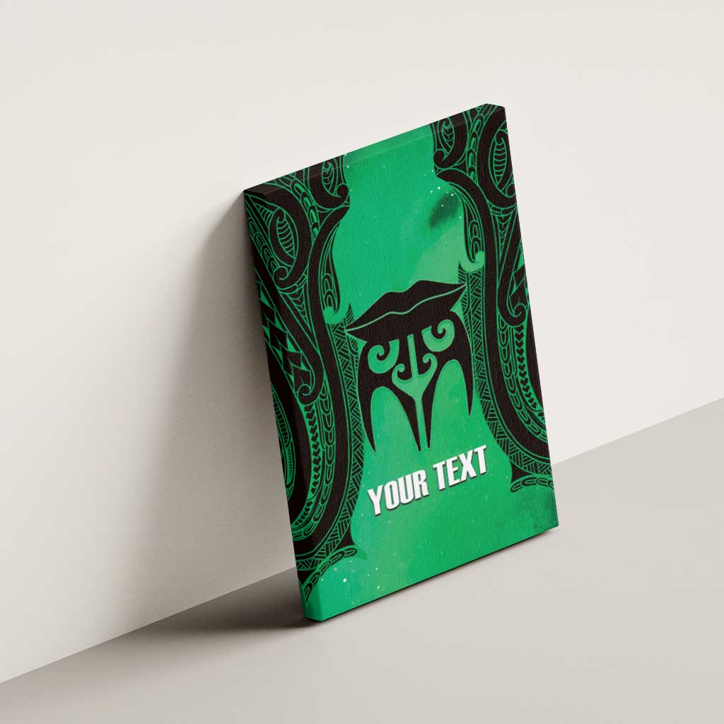 Personalised Moko Kauae New Zealand Canvas Wall Art Maori Chin Tattoo Green - Aussie Hoodie
