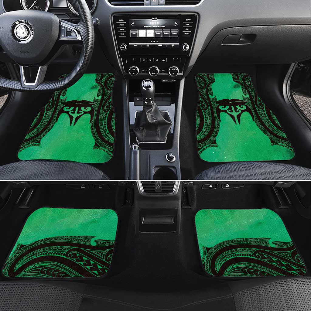 Personalised Moko Kauae New Zealand Car Mats Maori Chin Tattoo Green - Aussie Hoodie