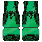 Personalised Moko Kauae New Zealand Car Mats Maori Chin Tattoo Green - Aussie Hoodie