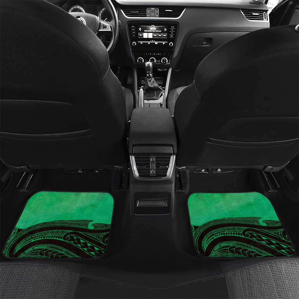 Personalised Moko Kauae New Zealand Car Mats Maori Chin Tattoo Green - Aussie Hoodie