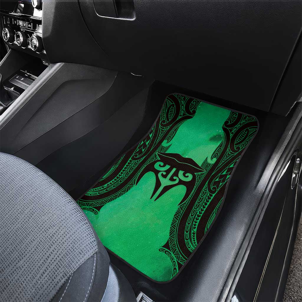 Personalised Moko Kauae New Zealand Car Mats Maori Chin Tattoo Green - Aussie Hoodie