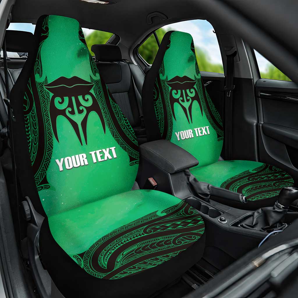 Personalised Moko Kauae New Zealand Car Seat Cover Maori Chin Tattoo Green - Aussie Hoodie