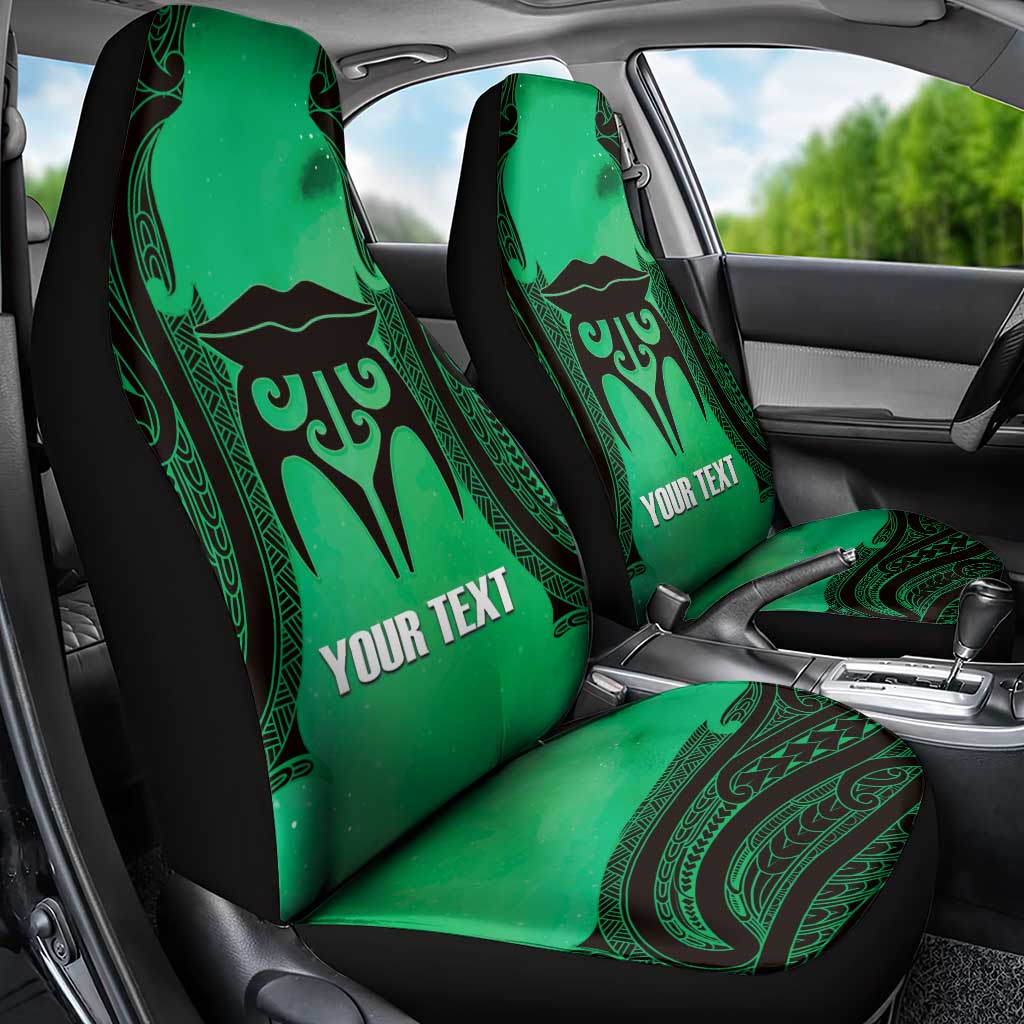 Personalised Moko Kauae New Zealand Car Seat Cover Maori Chin Tattoo Green - Aussie Hoodie