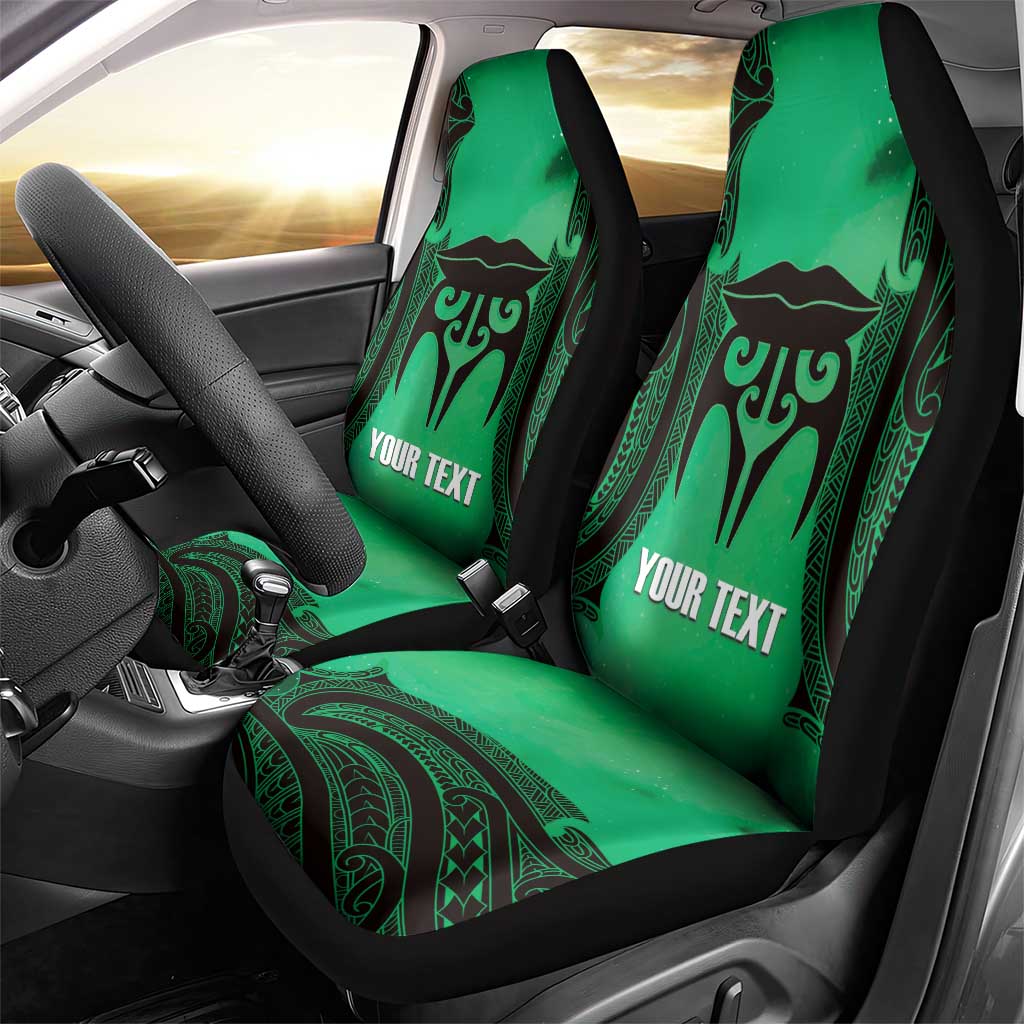 Personalised Moko Kauae New Zealand Car Seat Cover Maori Chin Tattoo Green - Aussie Hoodie