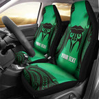 Personalised Moko Kauae New Zealand Car Seat Cover Maori Chin Tattoo Green - Aussie Hoodie