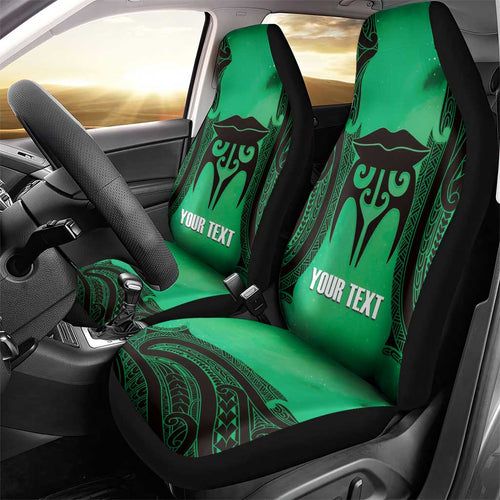 Personalised Moko Kauae New Zealand Car Seat Cover Maori Chin Tattoo Green - Aussie Hoodie