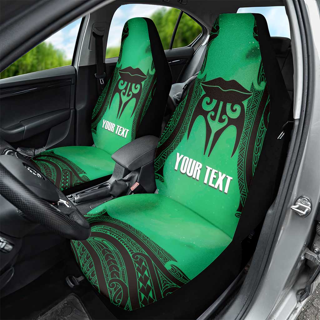 Personalised Moko Kauae New Zealand Car Seat Cover Maori Chin Tattoo Green - Aussie Hoodie