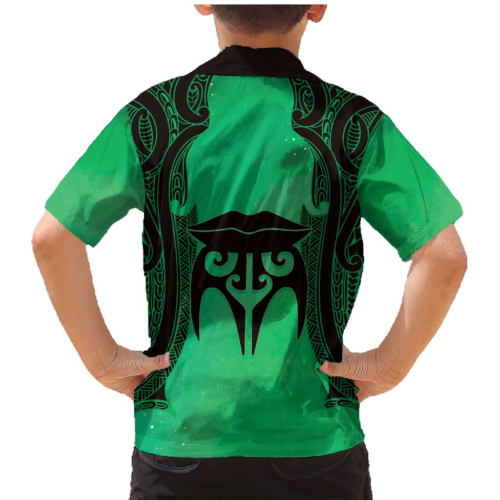 Personalised Moko Kauae New Zealand Family Matching Mermaid Dress and Hawaiian Shirt Maori Chin Tattoo Green - Aussie Hoodie