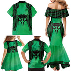 Personalised Moko Kauae New Zealand Family Matching Mermaid Dress and Hawaiian Shirt Maori Chin Tattoo Green - Aussie Hoodie