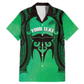 Personalised Moko Kauae New Zealand Family Matching Mermaid Dress and Hawaiian Shirt Maori Chin Tattoo Green - Aussie Hoodie