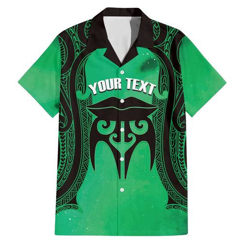 Personalised Moko Kauae New Zealand Family Matching Mermaid Dress and Hawaiian Shirt Maori Chin Tattoo Green - Aussie Hoodie