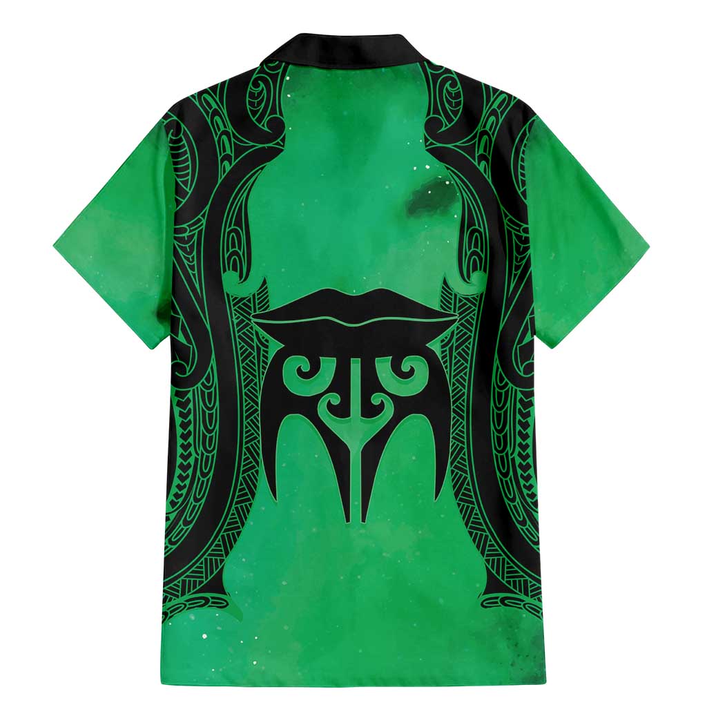 Personalised Moko Kauae New Zealand Family Matching Mermaid Dress and Hawaiian Shirt Maori Chin Tattoo Green - Aussie Hoodie