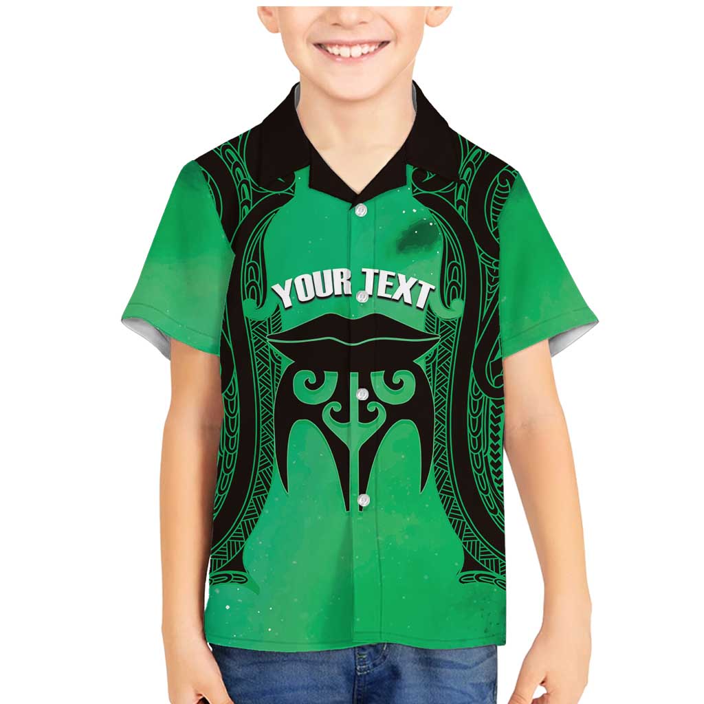 Personalised Moko Kauae New Zealand Family Matching Mermaid Dress and Hawaiian Shirt Maori Chin Tattoo Green - Aussie Hoodie