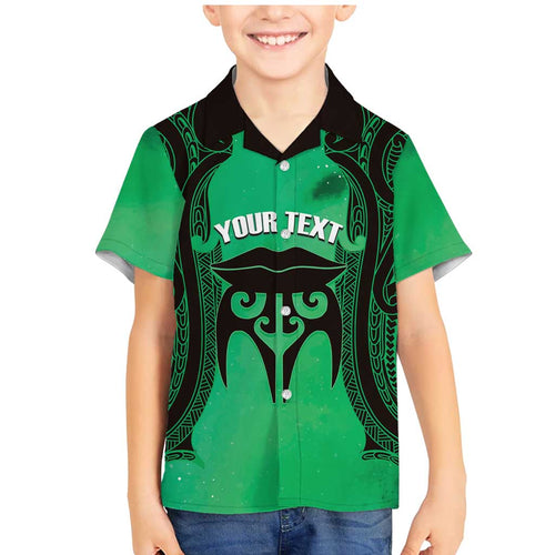 Personalised Moko Kauae New Zealand Family Matching Mermaid Dress and Hawaiian Shirt Maori Chin Tattoo Green - Aussie Hoodie
