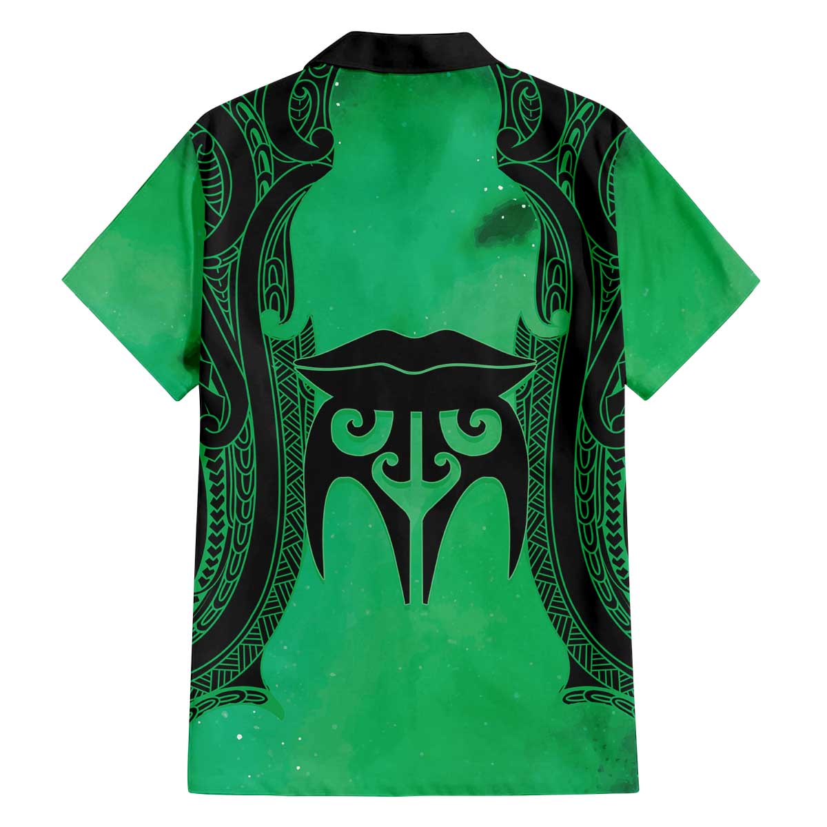 Personalised Moko Kauae New Zealand Family Matching Off The Shoulder Long Sleeve Dress and Hawaiian Shirt Maori Chin Tattoo Green - Aussie Hoodie