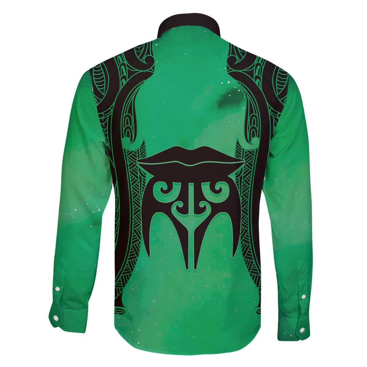 Personalised Moko Kauae New Zealand Family Matching Off The Shoulder Long Sleeve Dress and Hawaiian Shirt Maori Chin Tattoo Green - Aussie Hoodie
