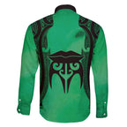 Personalised Moko Kauae New Zealand Family Matching Off Shoulder Short Dress and Hawaiian Shirt Maori Chin Tattoo Green - Aussie Hoodie