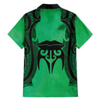 Personalised Moko Kauae New Zealand Family Matching Puletasi and Hawaiian Shirt Maori Chin Tattoo Green - Aussie Hoodie