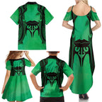 Personalised Moko Kauae New Zealand Family Matching Summer Maxi Dress and Hawaiian Shirt Maori Chin Tattoo Green - Aussie Hoodie