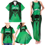 Personalised Moko Kauae New Zealand Family Matching Tank Maxi Dress and Hawaiian Shirt Maori Chin Tattoo Green - Aussie Hoodie