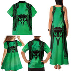 Personalised Moko Kauae New Zealand Family Matching Tank Maxi Dress and Hawaiian Shirt Maori Chin Tattoo Green - Aussie Hoodie