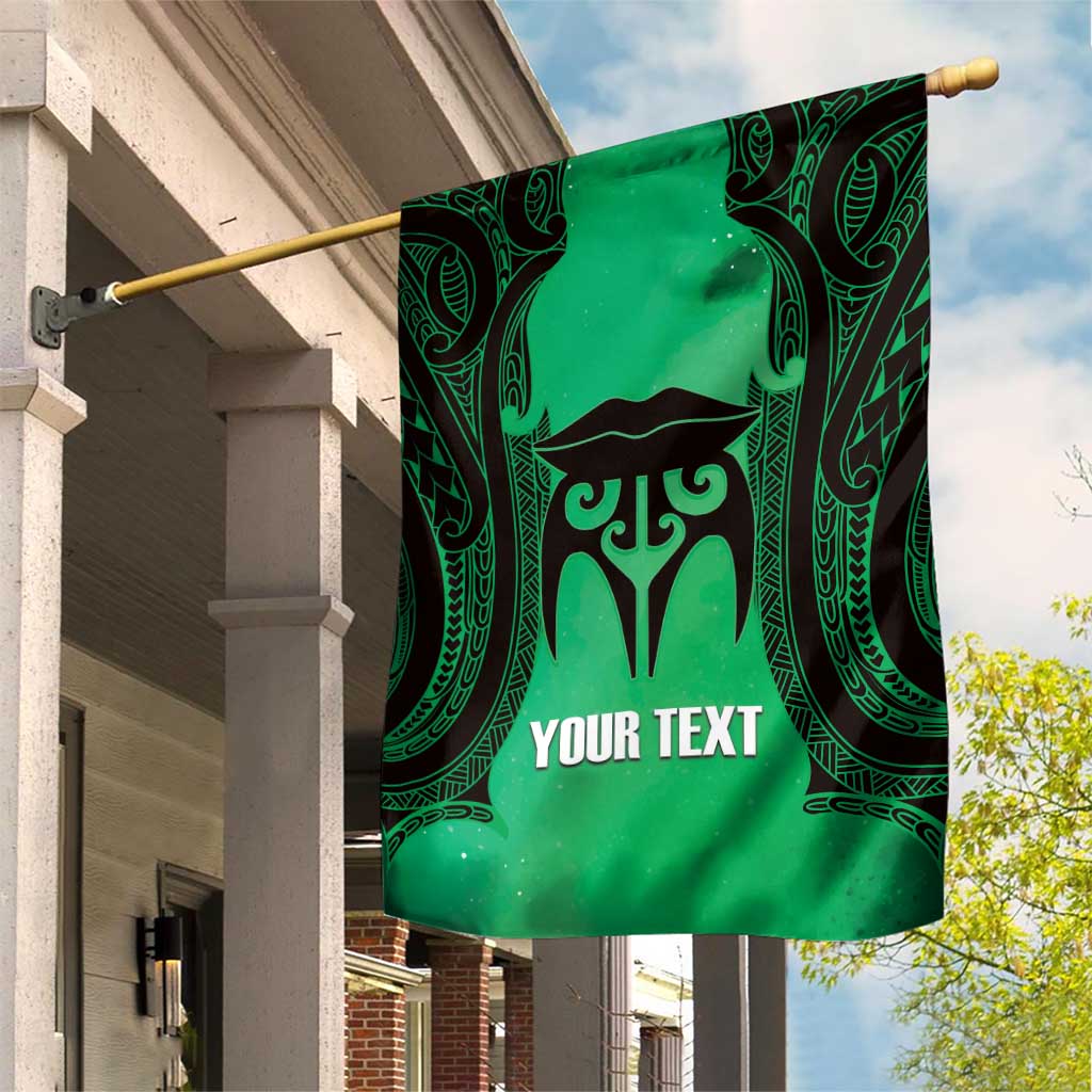 Personalised Moko Kauae New Zealand Garden Flag Maori Chin Tattoo Green - Aussie Hoodie