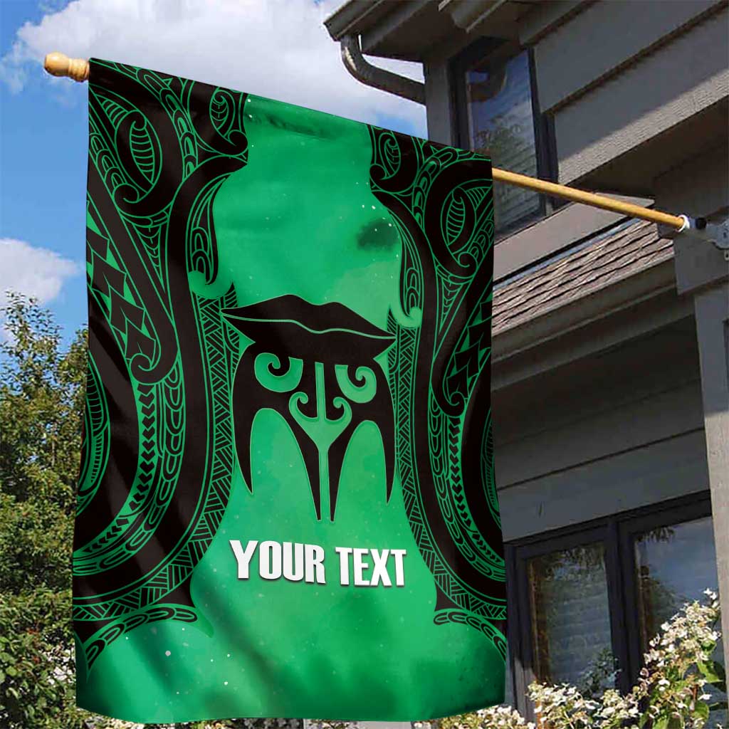 Personalised Moko Kauae New Zealand Garden Flag Maori Chin Tattoo Green - Aussie Hoodie