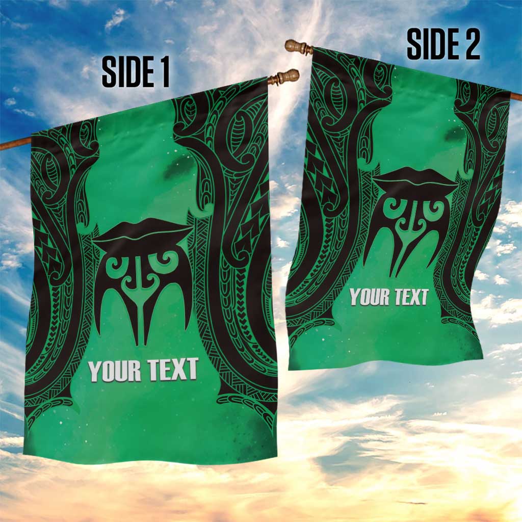 Personalised Moko Kauae New Zealand Garden Flag Maori Chin Tattoo Green - Aussie Hoodie