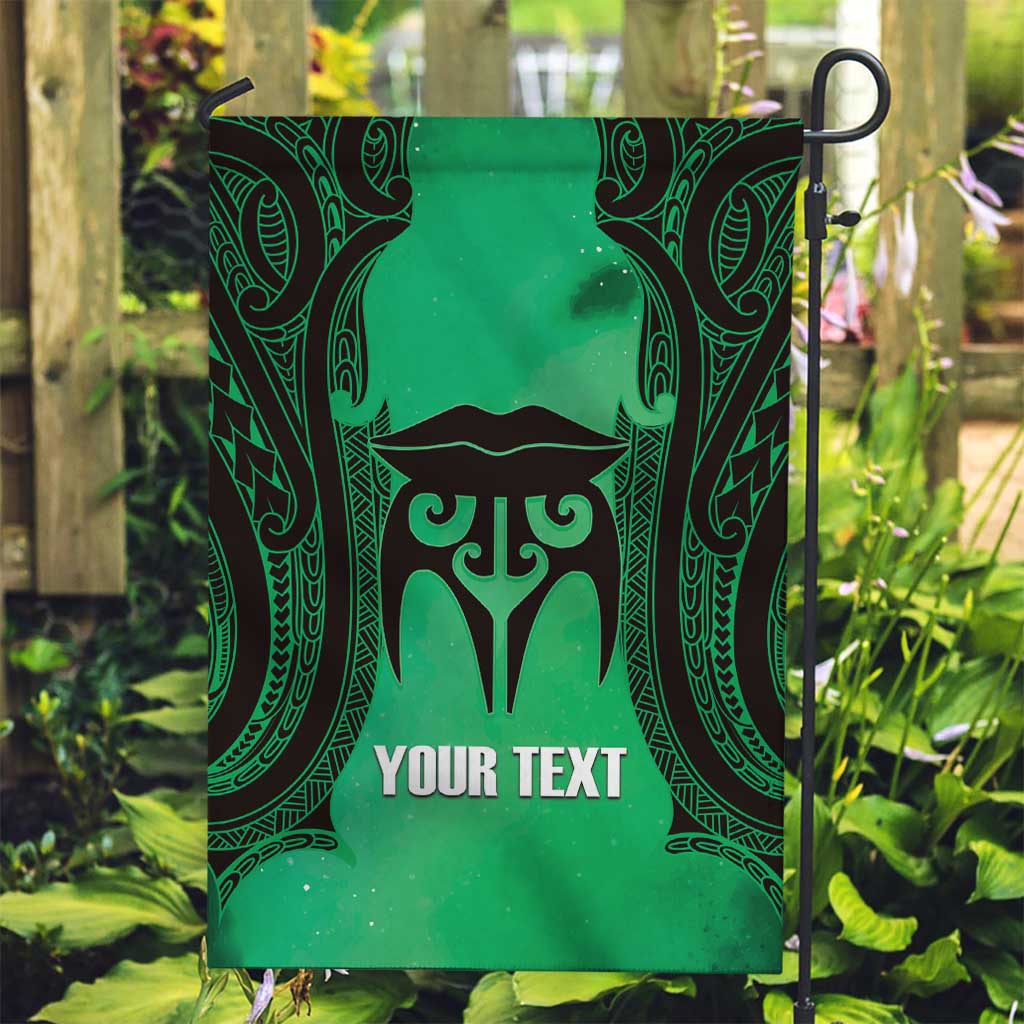 Personalised Moko Kauae New Zealand Garden Flag Maori Chin Tattoo Green - Aussie Hoodie