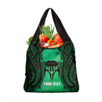Personalised Moko Kauae New Zealand Grocery Bag Maori Chin Tattoo Green - Aussie Hoodie