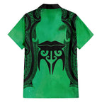 Personalised Moko Kauae New Zealand Hawaiian Shirt Maori Chin Tattoo Green - Aussie Hoodie