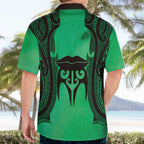 Personalised Moko Kauae New Zealand Hawaiian Shirt Maori Chin Tattoo Green - Aussie Hoodie