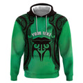 Personalised Moko Kauae New Zealand Hoodie Maori Chin Tattoo Green - Aussie Hoodie