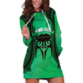 Personalised Moko Kauae New Zealand Hoodie Dress Maori Chin Tattoo Green - Aussie Hoodie