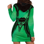 Personalised Moko Kauae New Zealand Hoodie Dress Maori Chin Tattoo Green - Aussie Hoodie