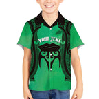 Personalised Moko Kauae New Zealand Kid Hawaiian Shirt Maori Chin Tattoo Green - Aussie Hoodie